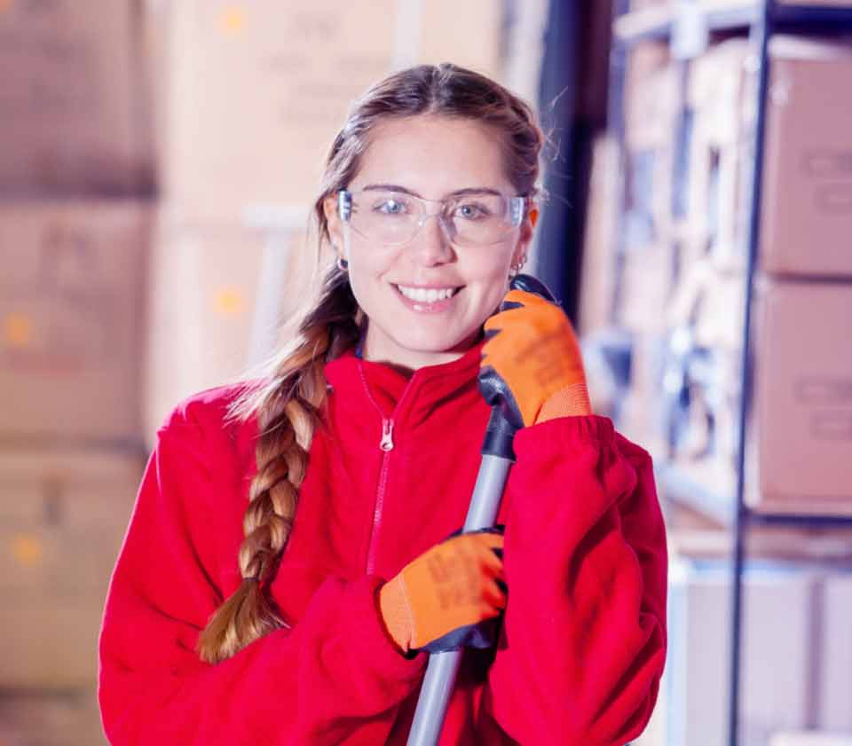 Handwerk, frau, lager, ausbildung